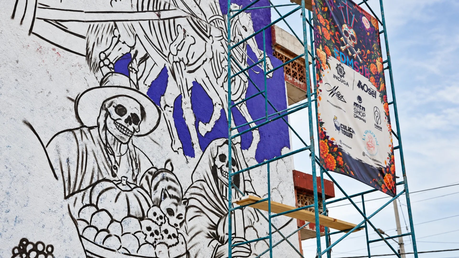 Preparan mural de Día de Muertos con elementos históricos de San Juan del Río
