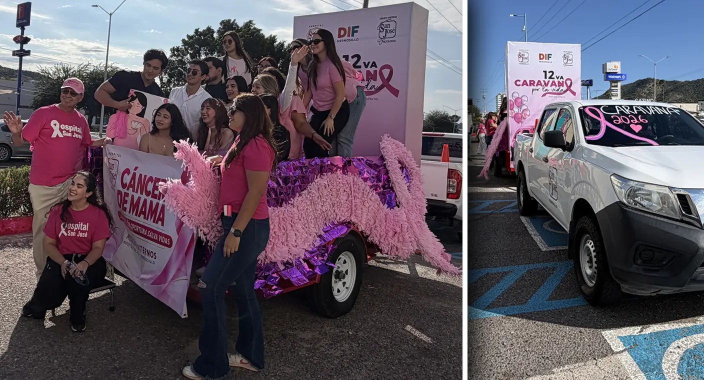 Realizan Caravana por la Vida para concientizar sobre el cáncer de mama en Hermosillo