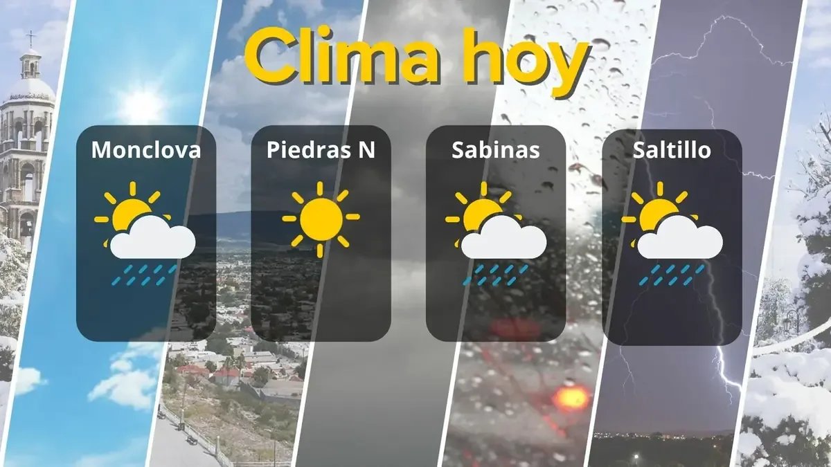 Clima caluroso en Coahuila con lluvias y temperaturas de hasta 34 °C