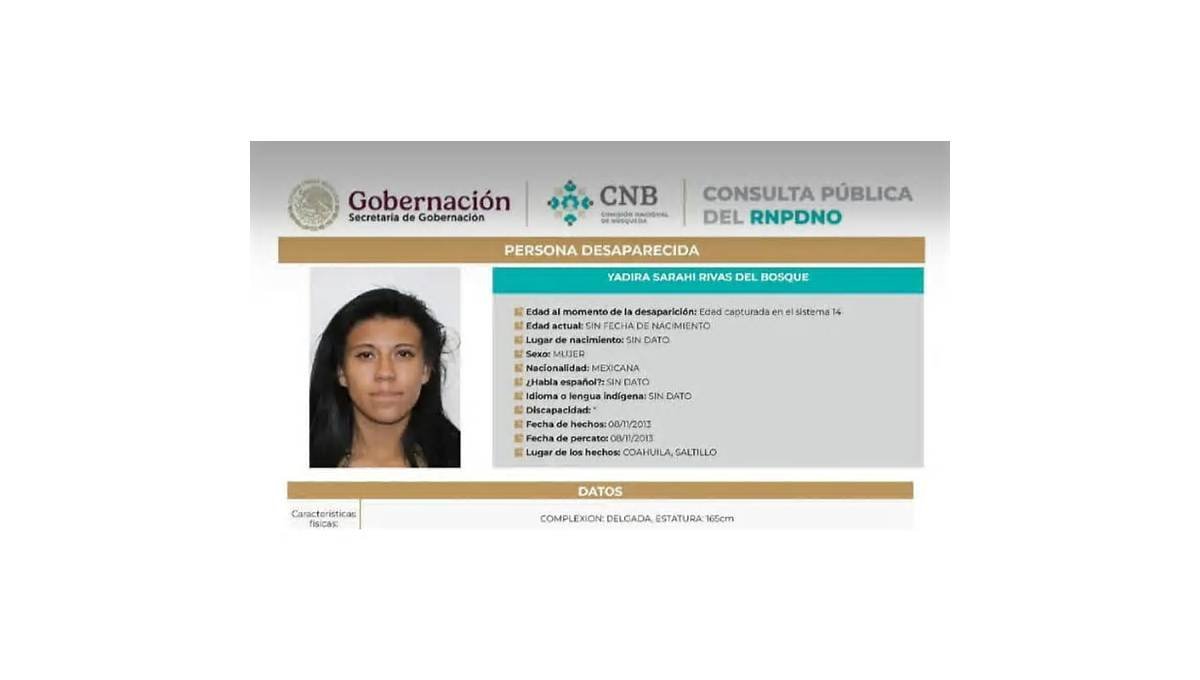 No llevaba 13 años desaparecida: Fiscalía revela la verdad tras el caso de Yadira en Saltillo