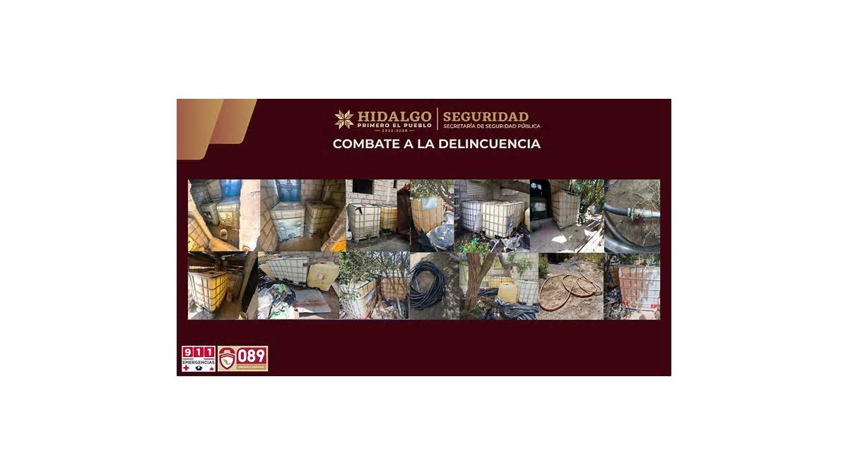 Aseguran 20 mil 900 litros de hidrocarburo y equipo en Santiago Tlapacoya, Pachuca