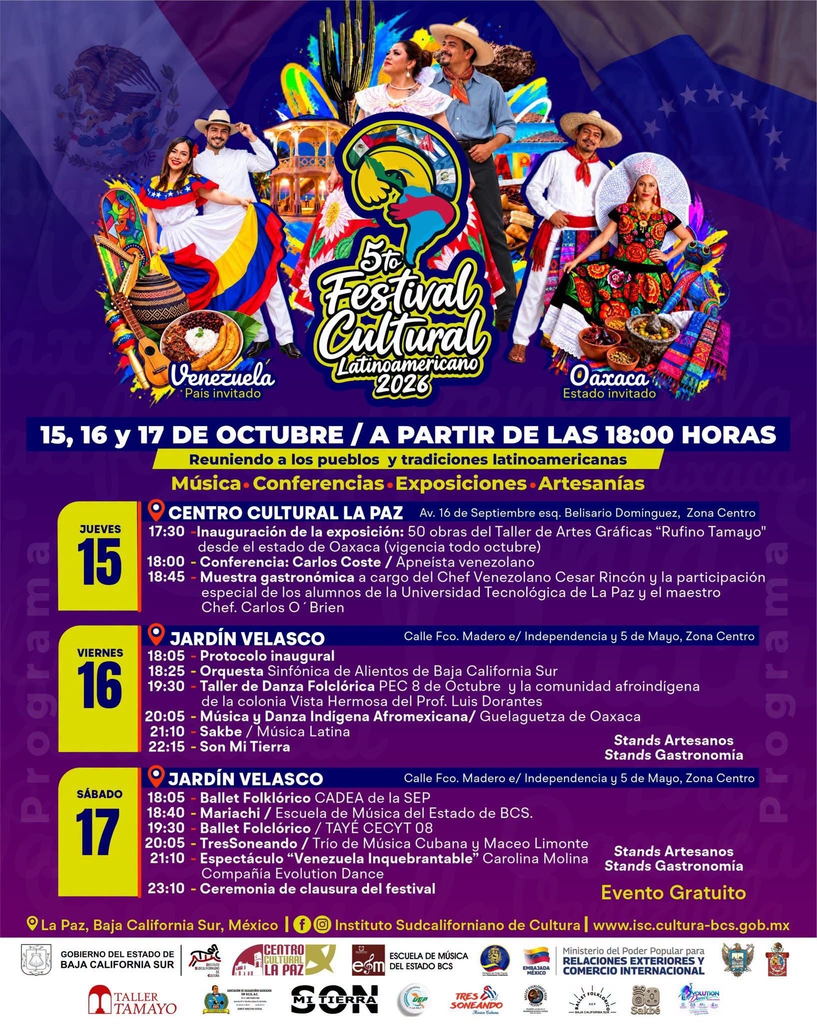 Venezuela y Oaxaca llegan a La Paz con Festival Cultural Latinoamericano