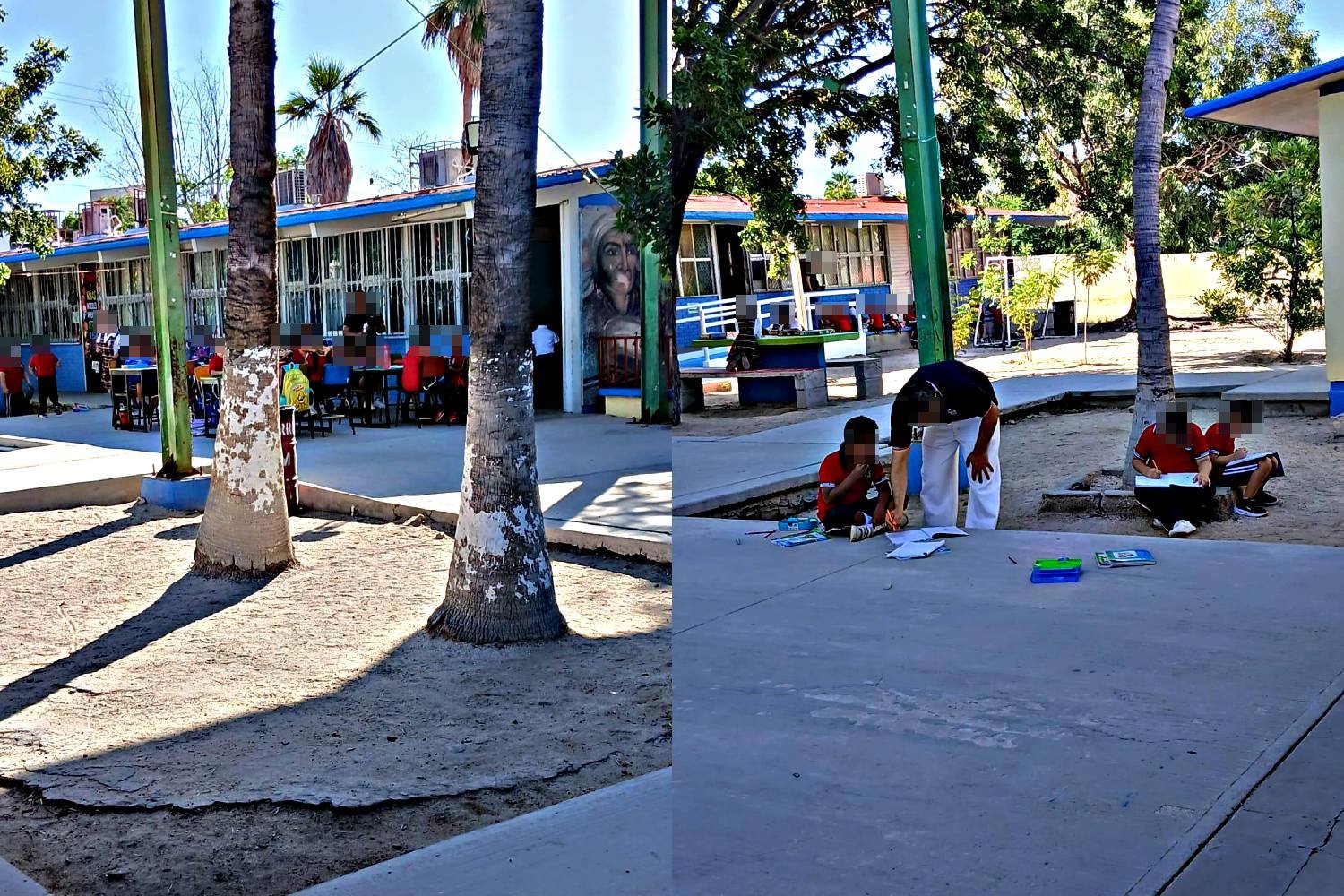 Denuncian que primaria Vicente Guerrero en La Paz opera sin luz; alumnos estudian a la intemperie
