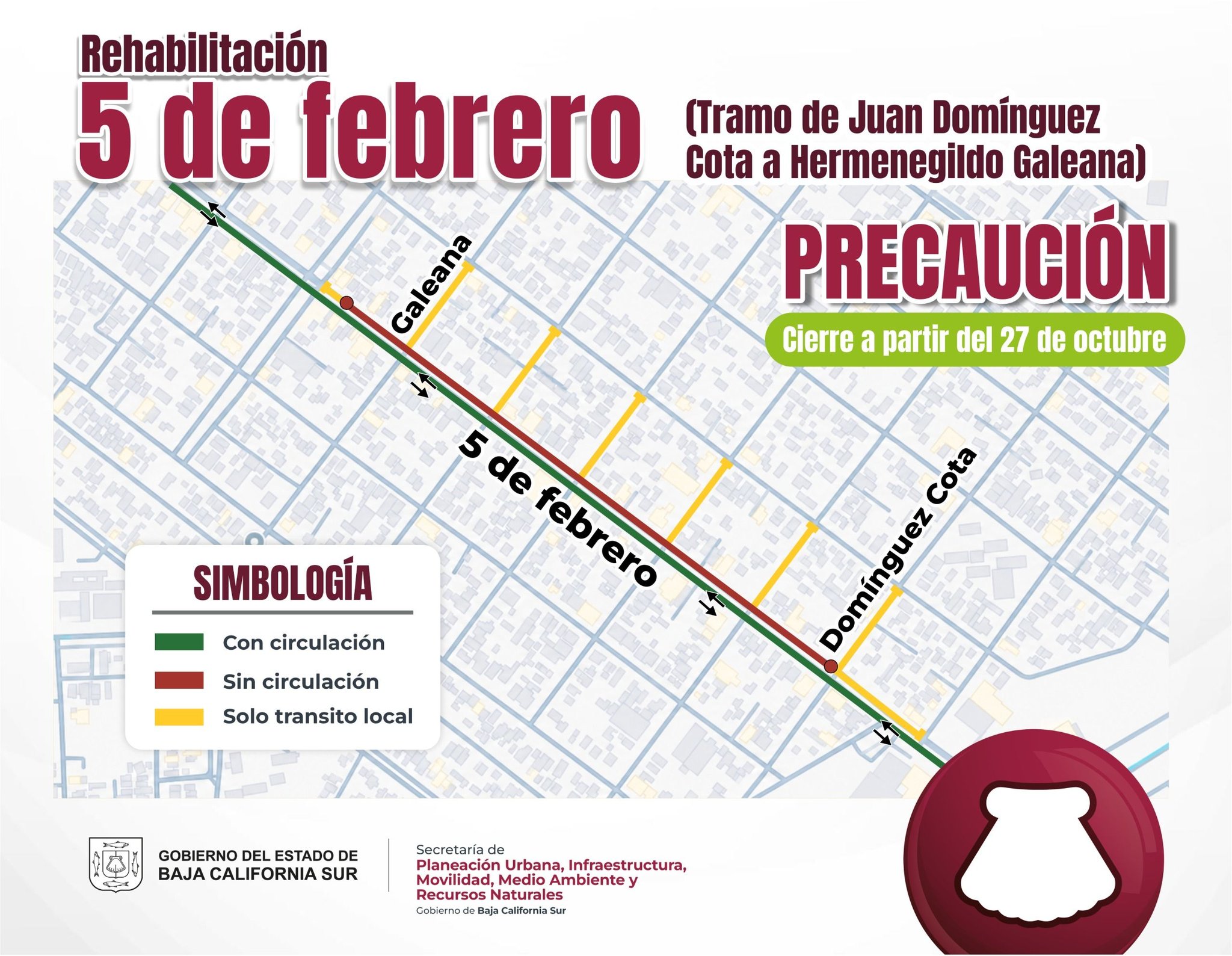 Inician obras en el bulevar 5 de Febrero de La Paz; habrá cambios en la circulación