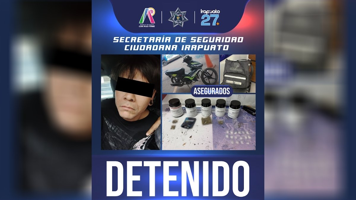 Presunto repartidor de comida es detenido con envoltorios de droga en Irapuato