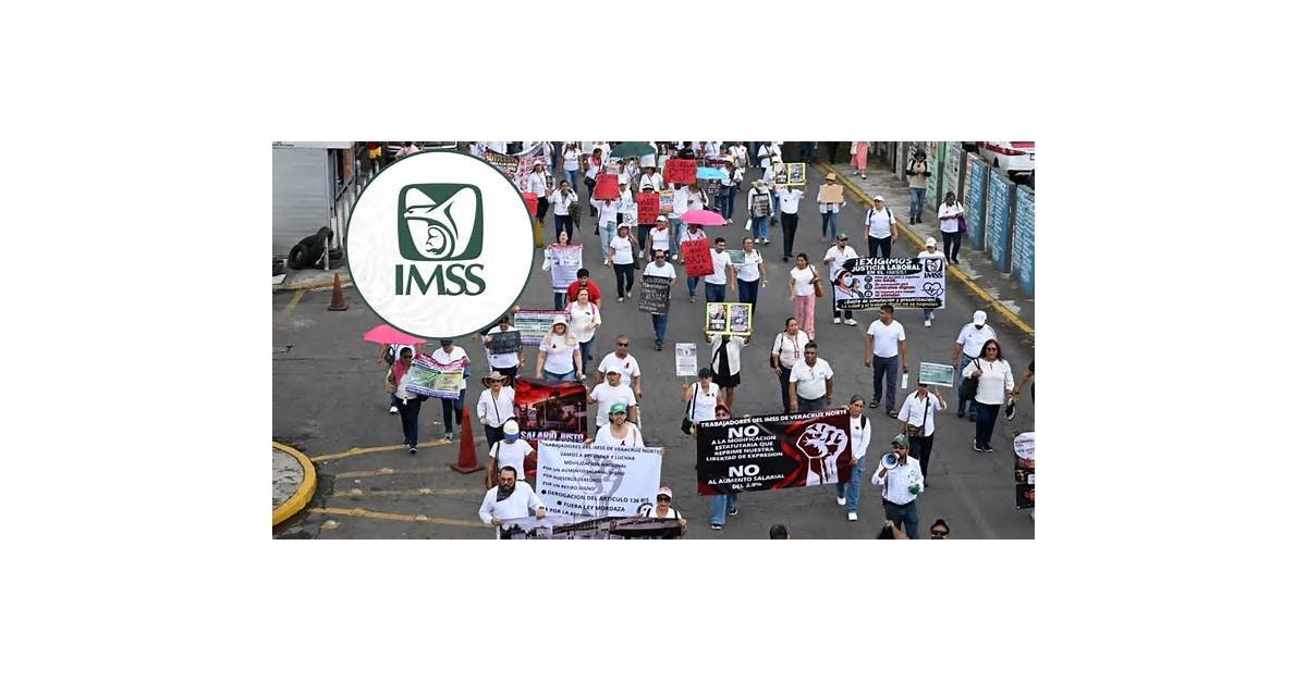 Trabajadores del IMSS en Veracruz marchan para exigir aumento salarial justo | VIDEO