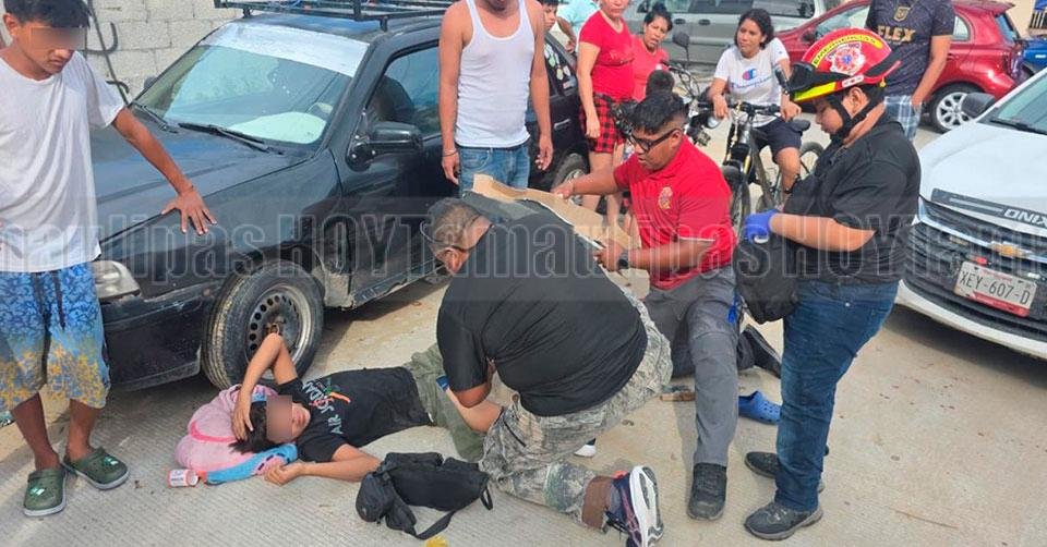 Carrera de motocicletas deja dos menores heridos en Tampico