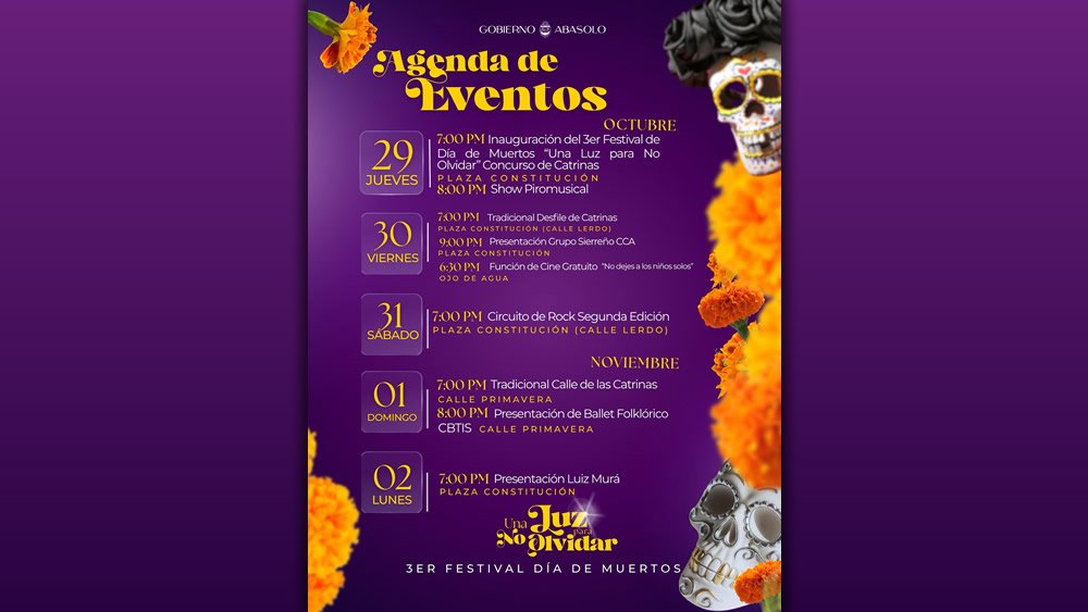 Abasolo celebrará el Día de Muertos con festival del 29 de octubre al 2 de noviembre