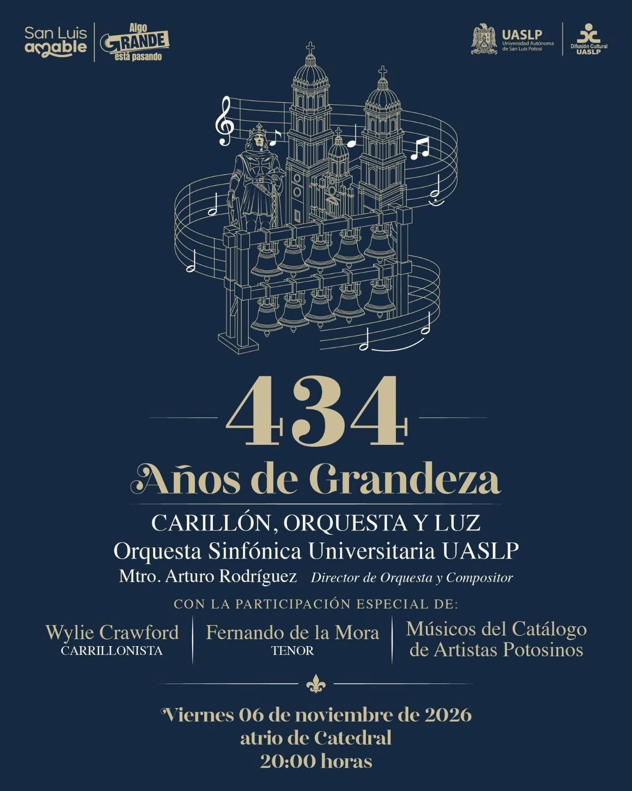 San Luis Potosí celebrará 434 años de su fundación con concierto gratuito