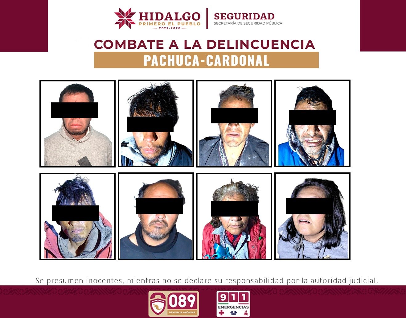 Caen ocho en operativos contra el narcomenudeo en Pachuca y Cardonal