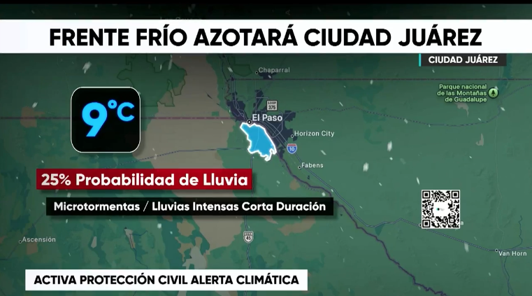 Frente frió azotará Ciudad Juárez