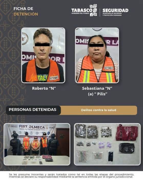 Detienen a tres personas con supuestos narcóticos en el centro de Villahermosa
