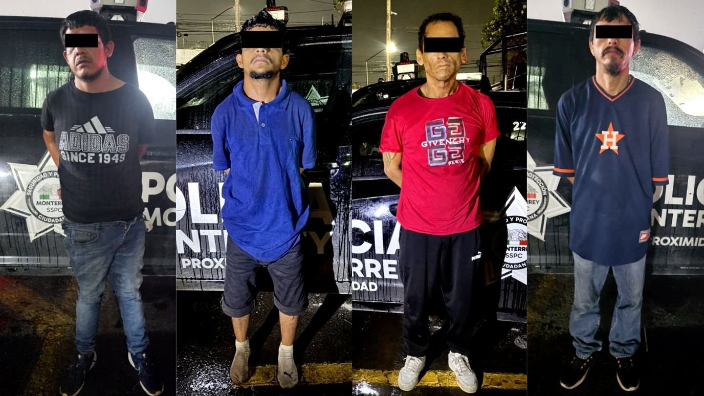 Detienen a Cuatro Hombres por Portación de Sustancias Ilícitas en Monterrey, Nuevo León