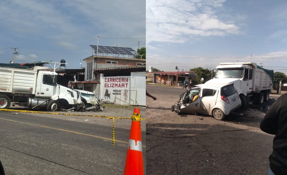 Muere conductor de automóvil tras fuerte choque con una tolva en Abasolo