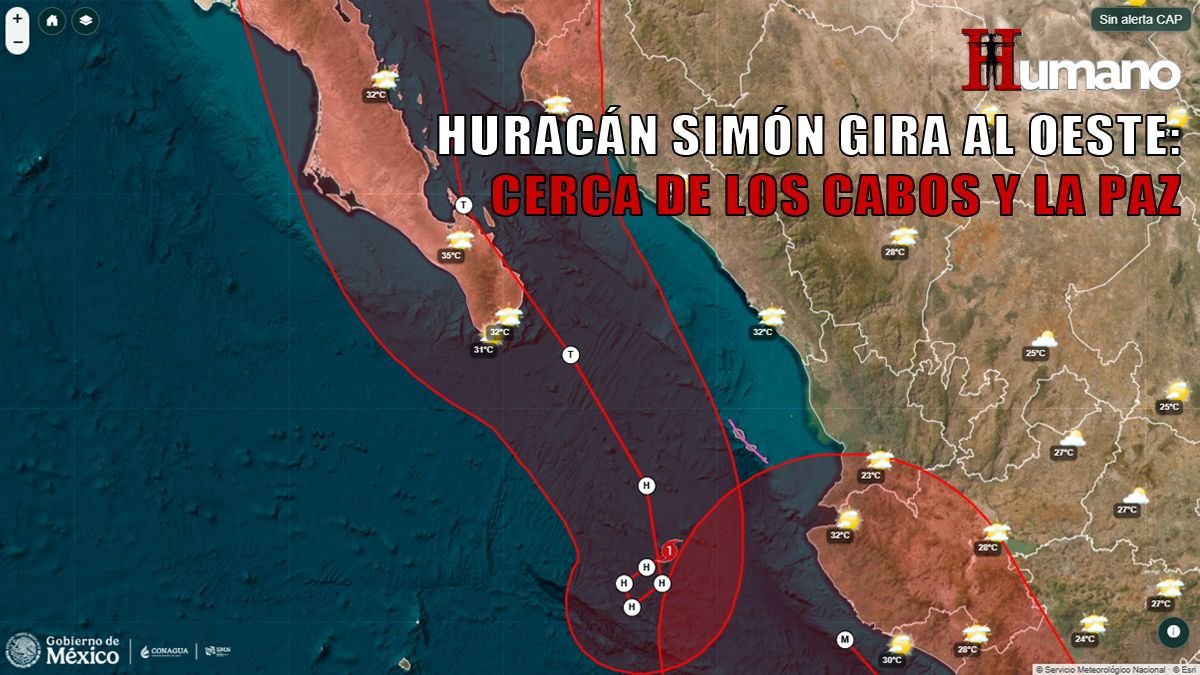 Huracán Simón cambia rumbo: SMN lo proyecta cerca de Los Cabos y La Paz
