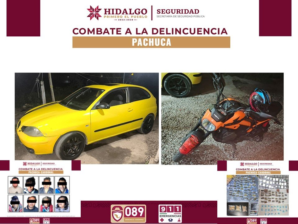 SSPH desmantela dos puntos de narcomenudeo y detiene a ocho personas en Hidalgo