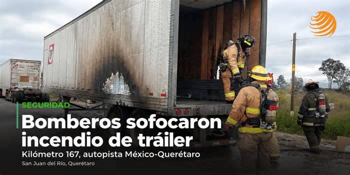 Bomberos sofocaron incendio de tráiler en San Juan del Río