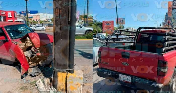Camioneta queda como pérdida total tras chocar contra poste de la CFE en Tampico, Tamaulipas