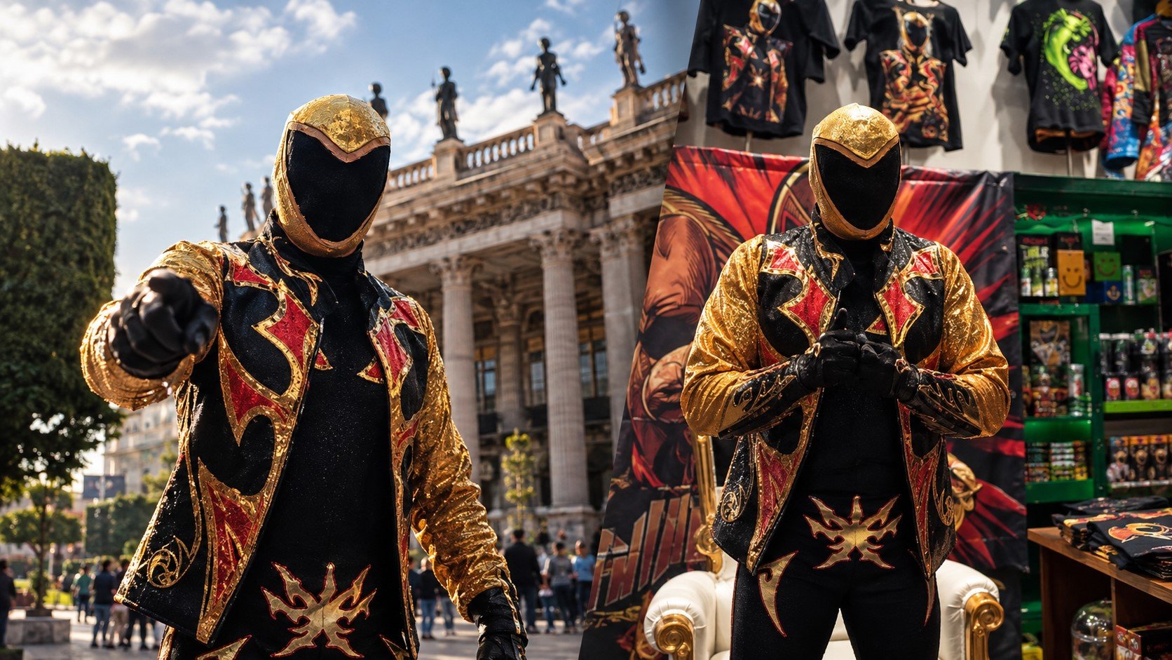 Tinieblas Junior convive con aficionados en Guanajuato Capital y presenta línea de productos