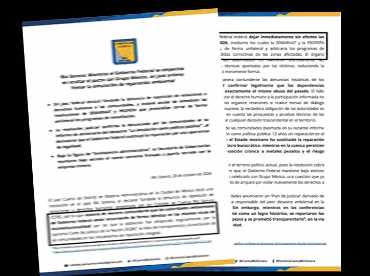 Juez ordena dejar sin efecto resoluciones de SEMARNAT y PROFEPA de 2026 que daban por concluidos los programas de remediación en el Río Sono