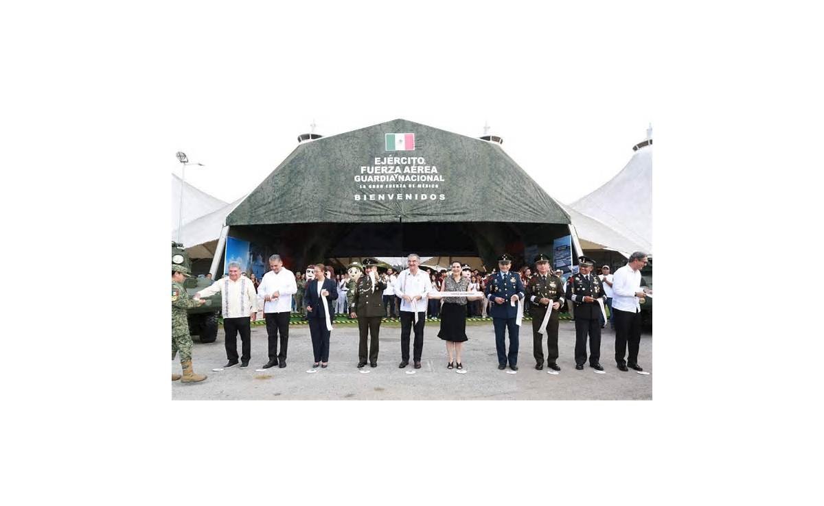 Américo Villarreal inaugura Expo Militar en Tampico, Tamaulipas; evento busca acercamiento de las Fuerzas Armadas a la población