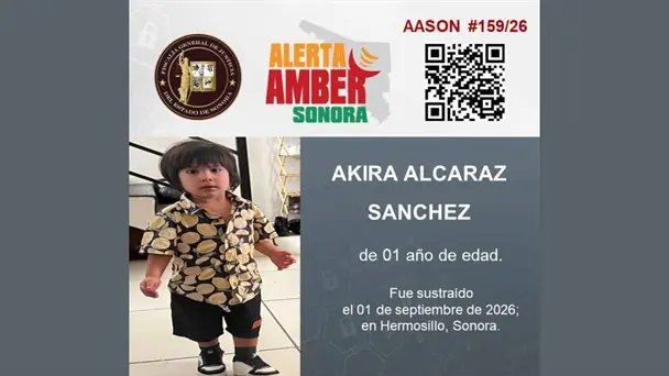 Se busca a Akira Alcaraz Sánchez, niño de un año, en Hermosillo