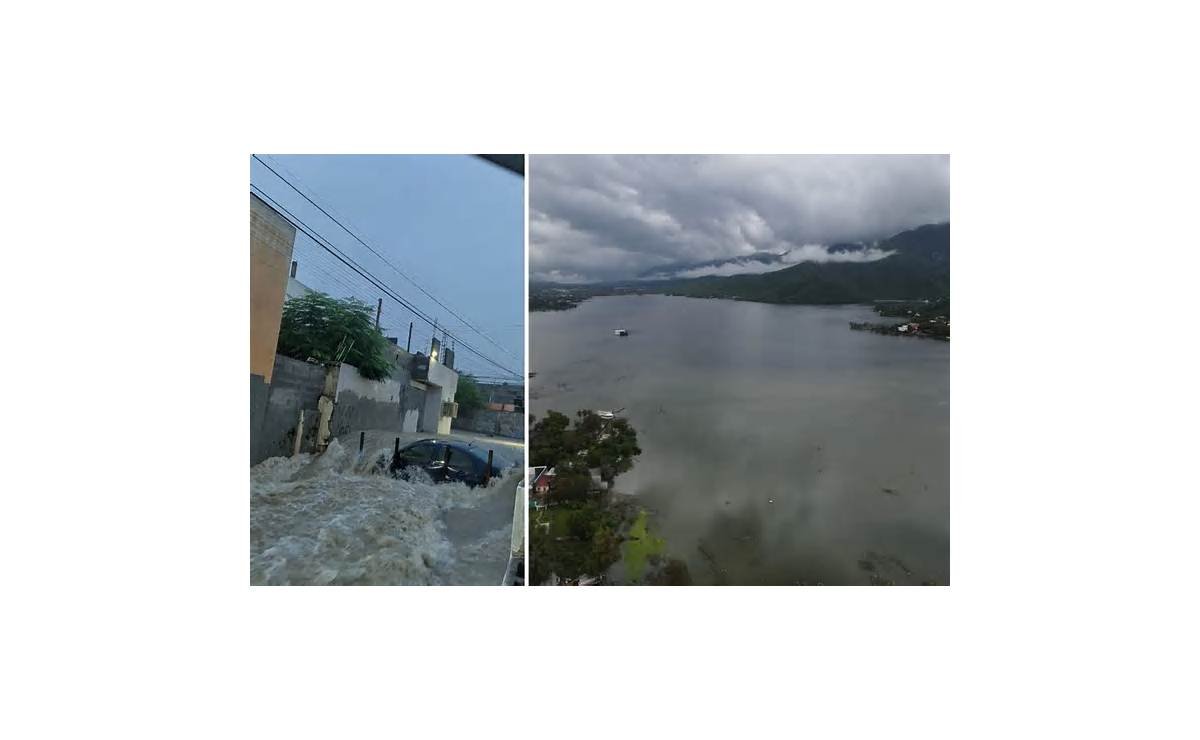 Autos varados y personas rescatadas por inundaciones tras fuertes lluvias en Nuevo León