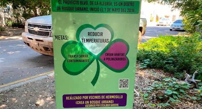 Vecinos de la colonia Constitución mantienen el Bosque de la Alegría, con más de 50 plantas en Hermosillo