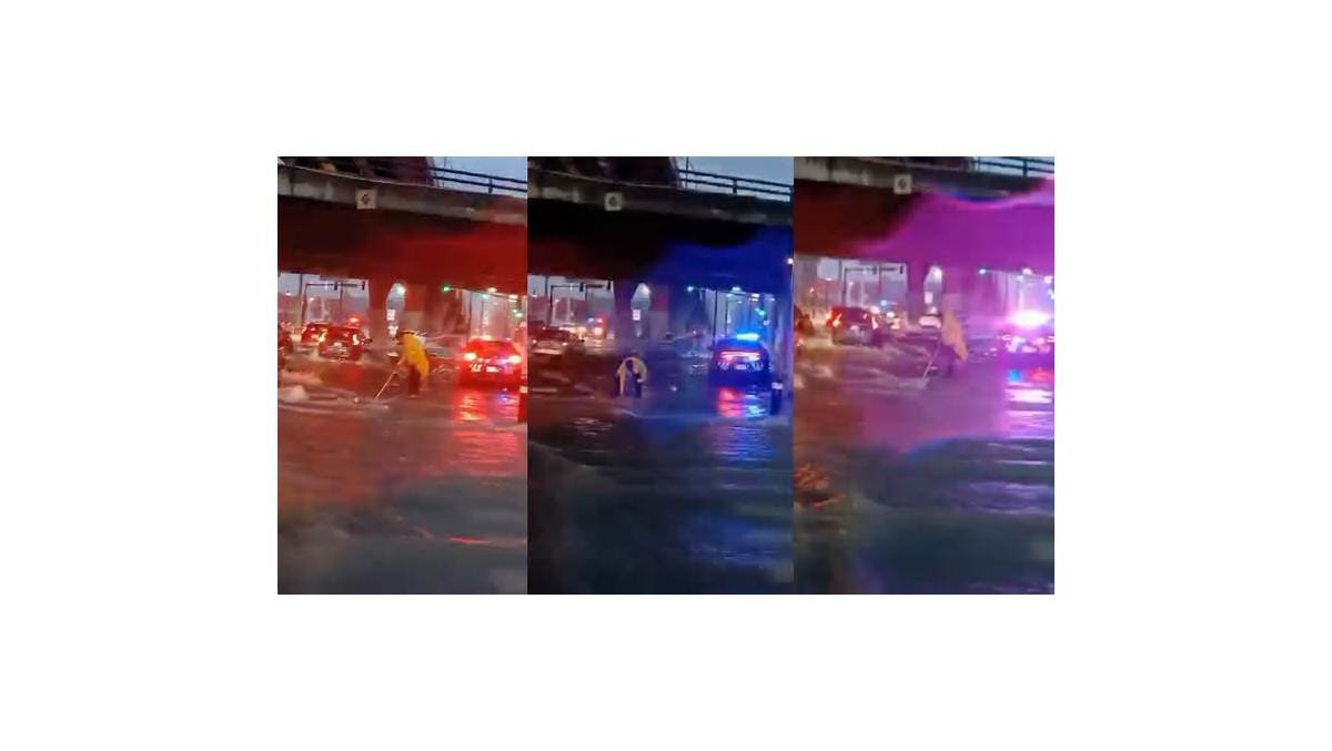 Elemento de tránsito es captado en VIDEO destapando alcantarilla en Monterrey
