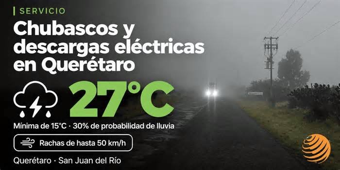 Chubascos y descargas eléctricas en Querétaro y San Juan del Río