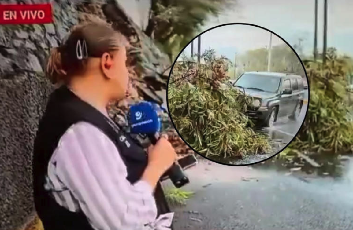 Embiste vehículo a equipo de noticias en pleno reporte en directo desde vialidad de Monterrey