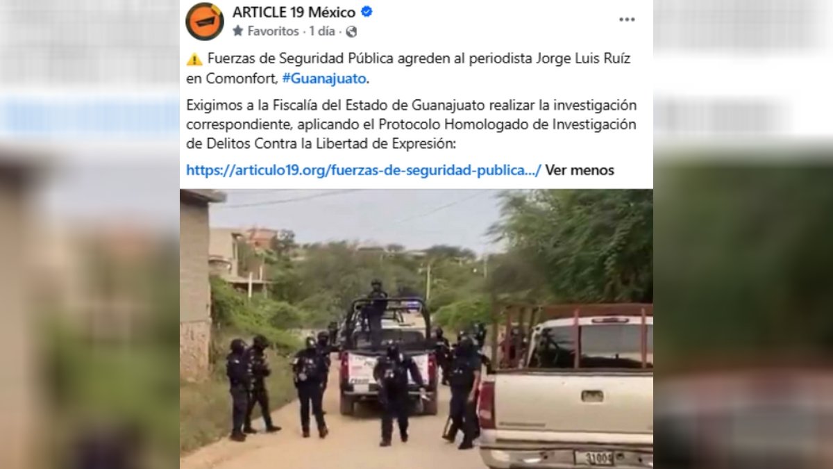 Exige Artículo 19 sancionar a policías que agredieron a reportero en Comonfort