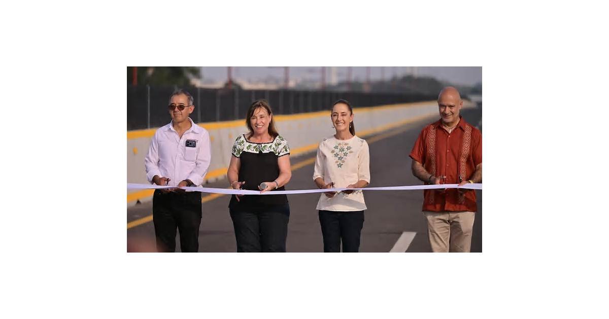 Sheinbaum inaugura puente acceso al puerto de Veracruz, uno de los 400 que construirá en su sexenio